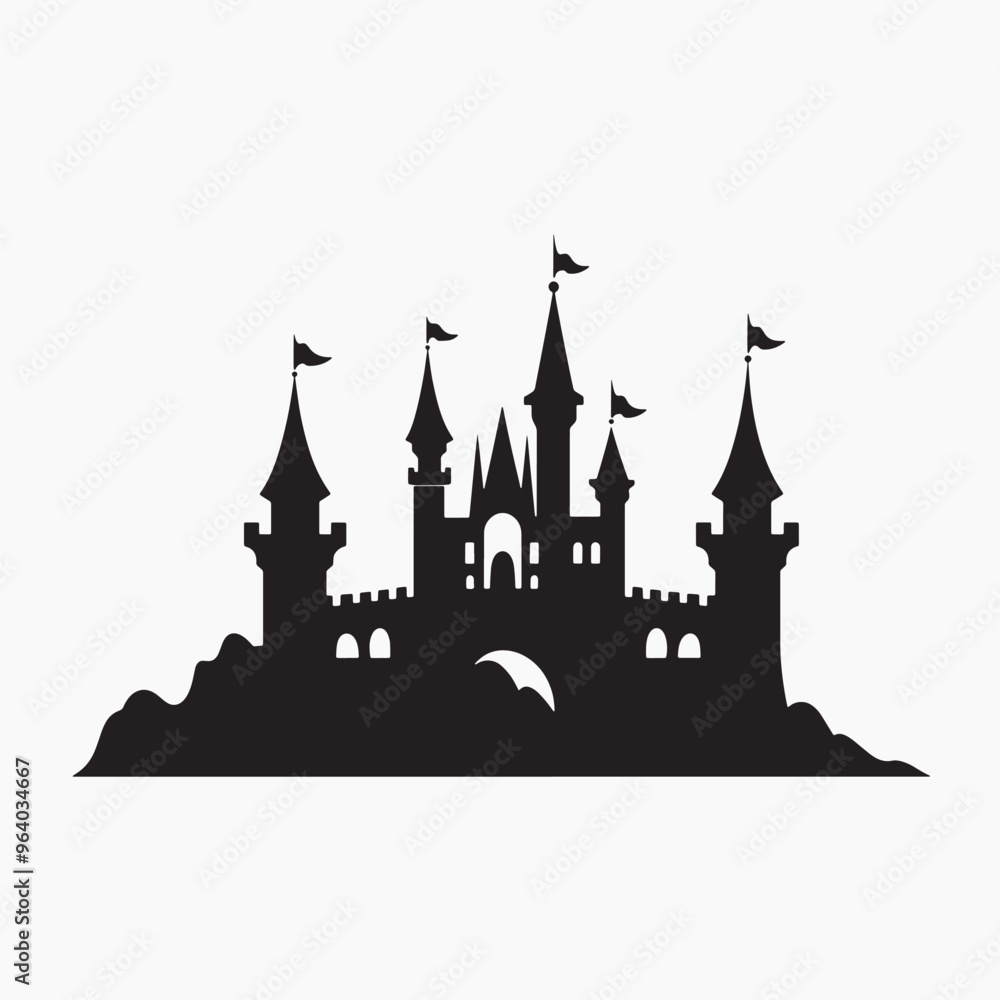 Majestic castle silhouette illustration Majestic castle silhouette illustration