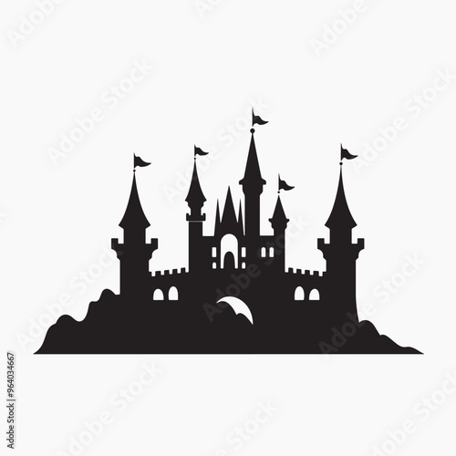 Majestic castle silhouette illustration