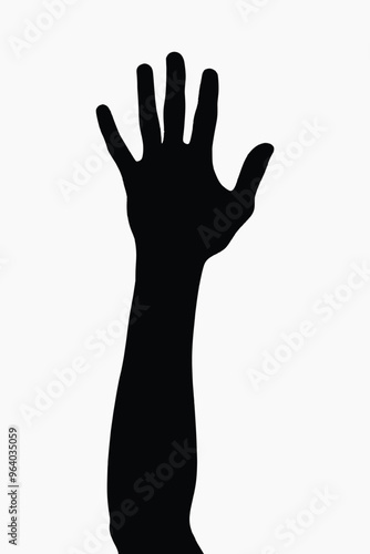 Silhouette hand raised upward
