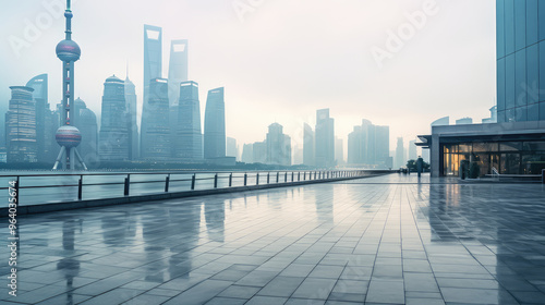 Foggy Morning Skyline of Shanghai