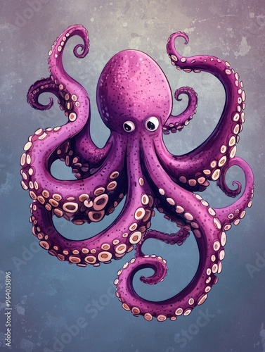 Cartoon style illustration featuring whimsical tentacles