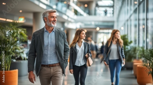 Approachable Senior Leader Mentoring Young Employees in Modern Office Setting