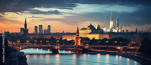 Illuminated Cityscape at Sunset