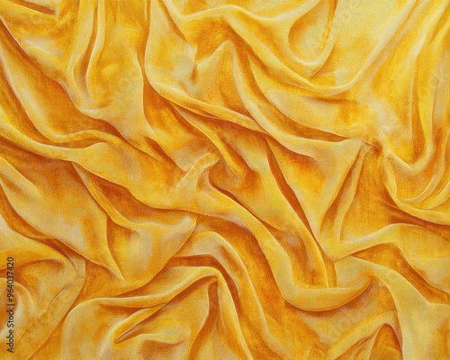 Oil painting showcasing a textured background and pattern of yellow velveteen featuring a luxurious elastic velor fabric with a soft pile ideal for design and fabric texture photo