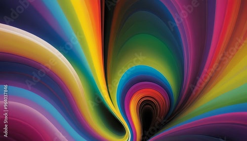 A vibrant abstract image featuring a swirling pattern of rainbow hues, creating a dynamic and visually captivating design. The bold colors and fluid motion evoke a sense of energy and creativity
