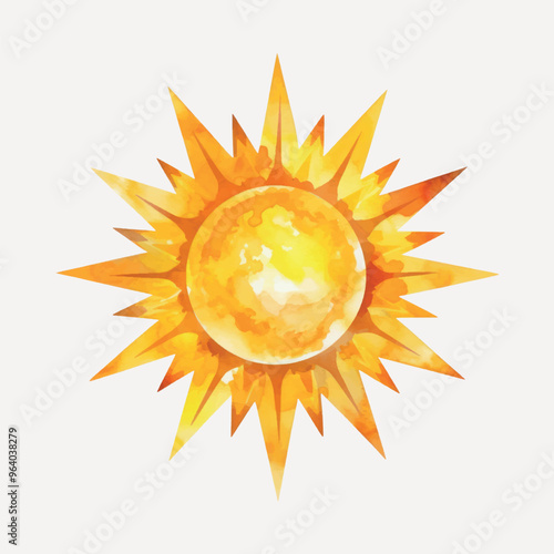 Vibrant watercolor sun illustration