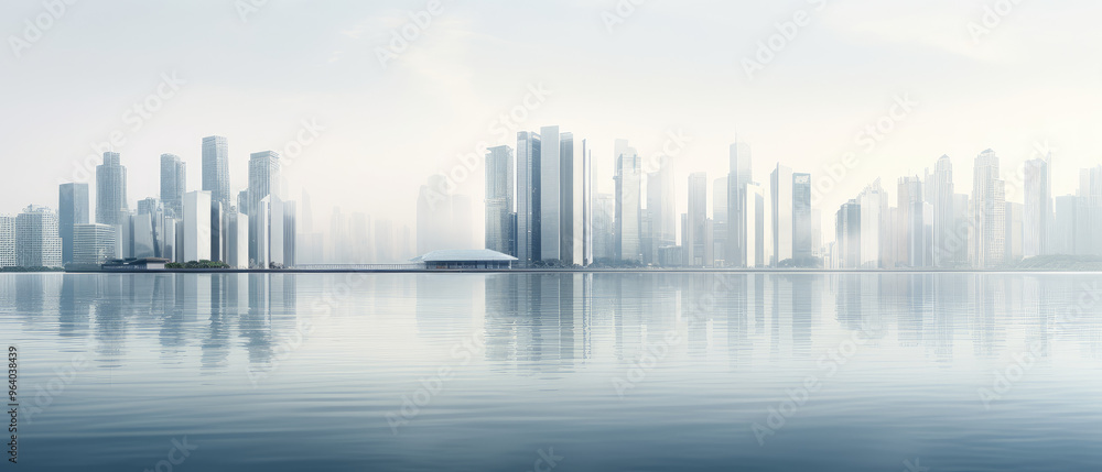 Serene City Skyline with Perfect Water Reflection Serene City Skyline with Perfect Water Reflection