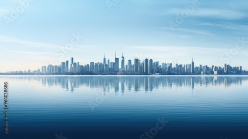 Calm City Skyline Reflecting on Water