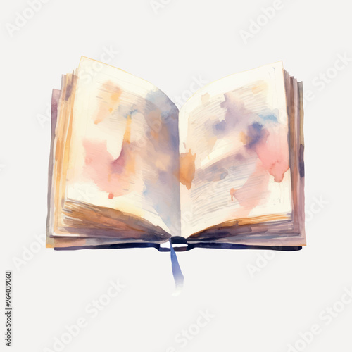 Watercolor open book illustration