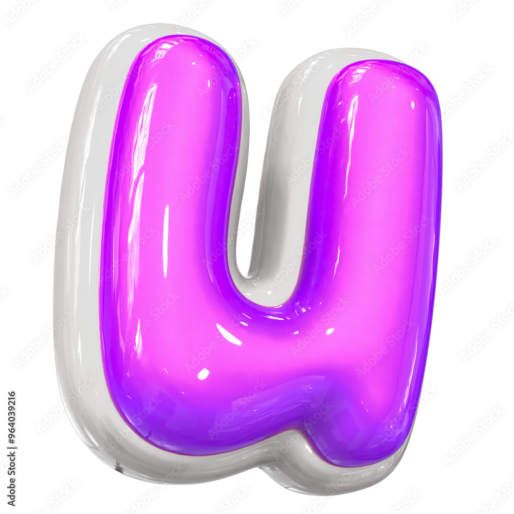 u Letter With Purple 3D Rendering u Letter With Purple 3D Rendering