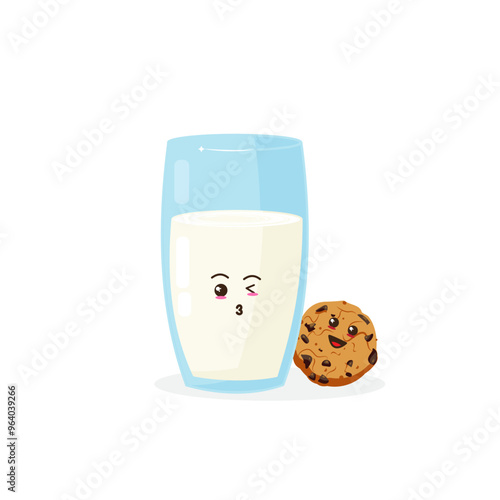 A glass milk and cookies illustration cartoon design 