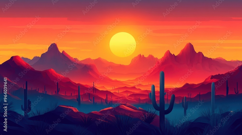 Flat design style desert with bold shapes and clean lines. Flat design style desert with bold shapes and clean lines.