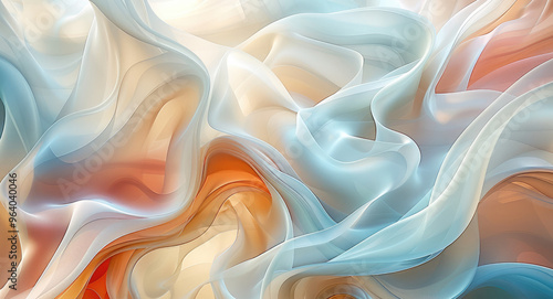 Fluid forms blending harmoniously, evoking a sense of tranquility and balance in an organic shapes abstract background. Generative AI.