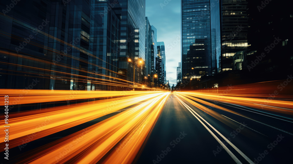 Obraz premium City Life Speeding into the Twilight Hues