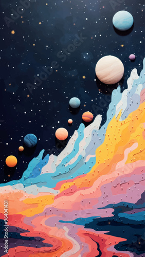Colorful cosmic abstract landscape