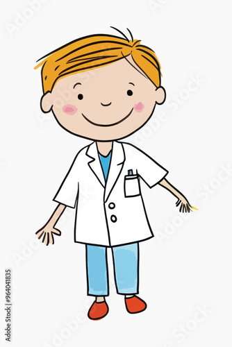 Cute cartoon boy doctor illustration