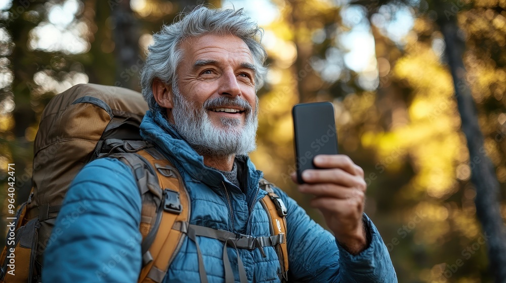 Active Senior Influencer Capturing Selfie on Hike in Natural Setting - Fitness and Adventure Lifestyle for Mature Adults Active Senior Influencer Capturing Selfie on Hike in Natural Setting - Fitness and Adventure Lifestyle for Mature Adults