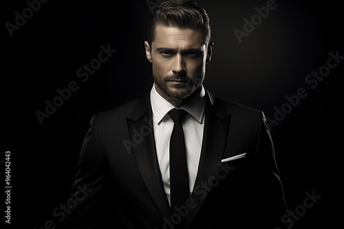 Portrait of a handsome young man in business suit. Men's beauty, fashion.