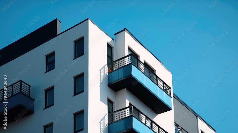 Modern Apartment Building Architecture Under Blue Sky Modern Apartment Building Architecture Under Blue Sky