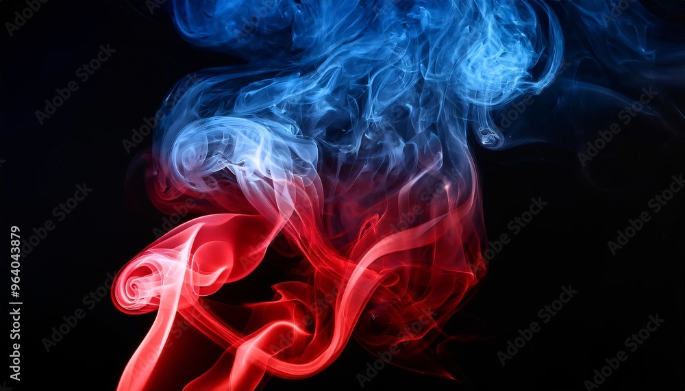Colorful smoke rises and swirls against a dark backdrop Colorful smoke rises and swirls against a dark backdrop