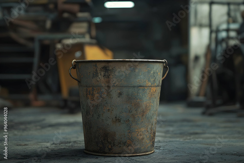 Industrial Metal Bucket Mockup 