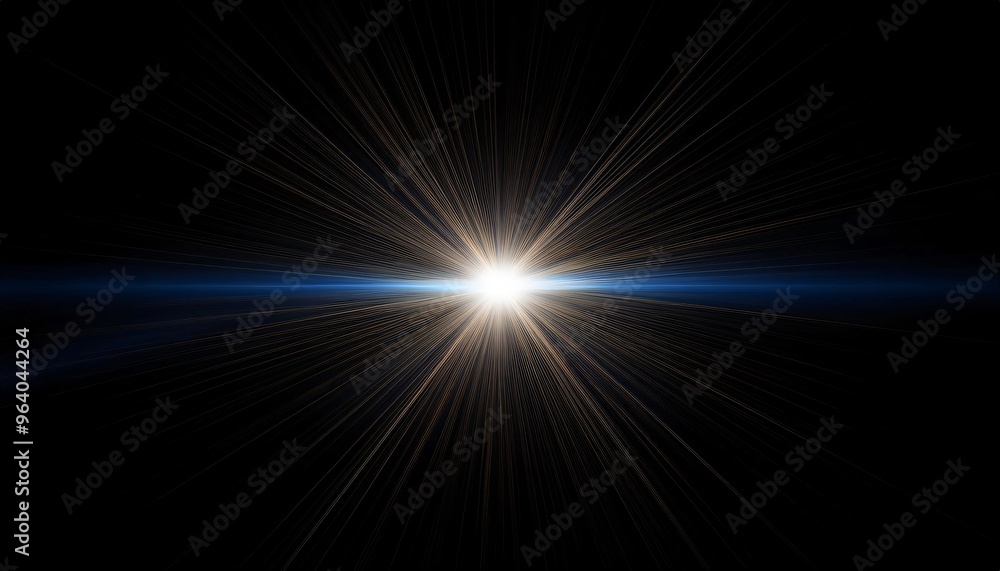 Obraz premium Bright light exploding in the dark universe, creating a blue horizon