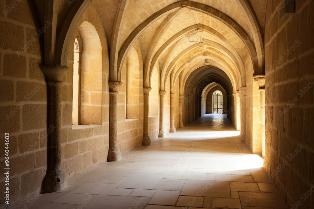 Obraz premium Historic Abbey Arches Bathed in Sunlight