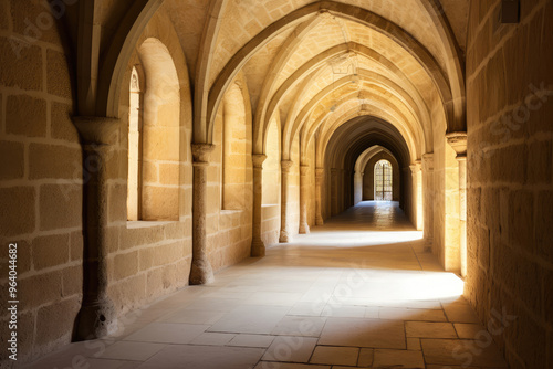 Historic Abbey Arches Bathed in Sunlight