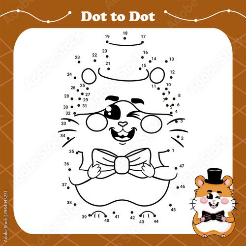 A playful dot-to-dot activity featuring a charming hamster dressed as a gentleman. Kids will love connecting the dots to reveal a winking hamster fixing his bow tie.