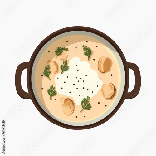 Creamy mushroom soup illustration