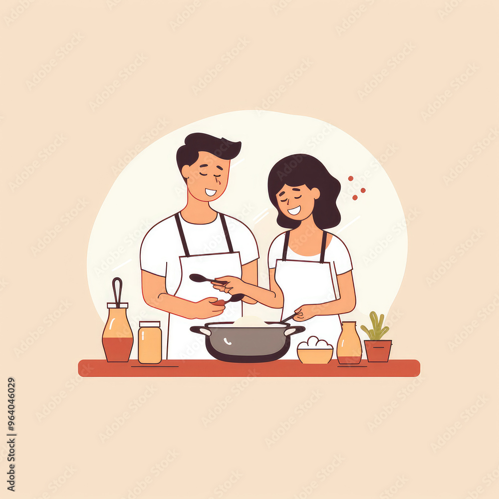 Joyful Couple Enjoying Cooking Together Joyful Couple Enjoying Cooking Together