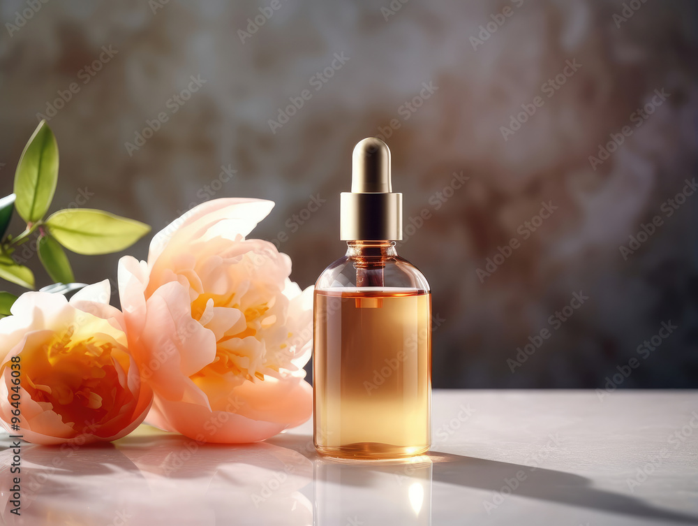 Naklejka premium Radiant Peony Essence Natural Beauty Oil