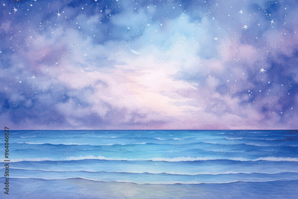 Obraz premium Dreamy ocean under starry sky