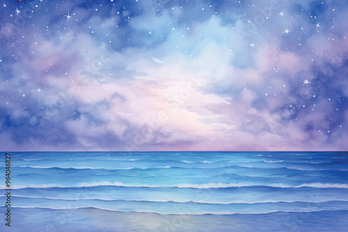 Dreamy ocean under starry sky
