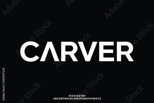 Modern clean geometric sans serif alphabet display font vector