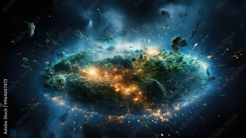 Fototapeta premium earth of the view from space realistic galaxy globe planet atmosphere universe astronomy