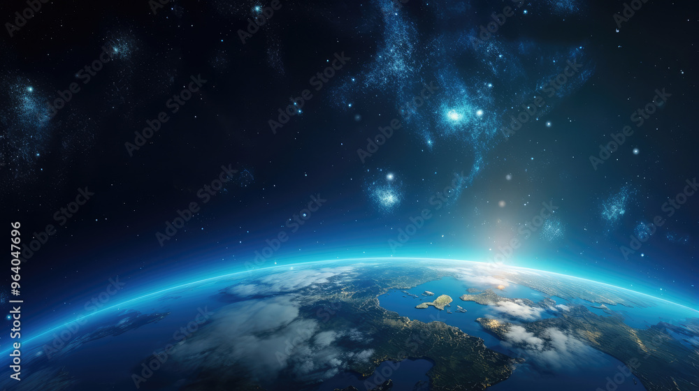 Fototapeta premium Majestic Earth Horizon Against Starry Sky