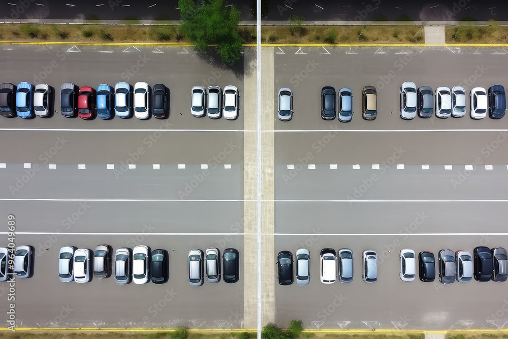 Organized Parking Lot from Above Organized Parking Lot from Above