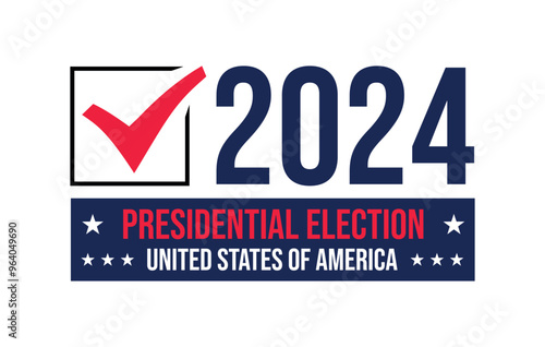 USA 2024 Presidential Election background with American flag colors design. Election event banner, card, poster, template, voting communication, background. Vote day, November 5. Vector illustration.