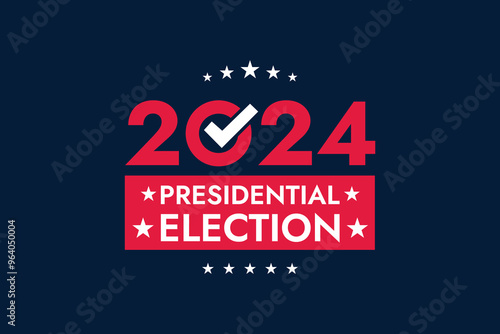 USA 2024 Presidential Election background with American flag colors design. Election event banner, card, poster, template, voting communication, background. Vote day, November 5. Vector illustration.