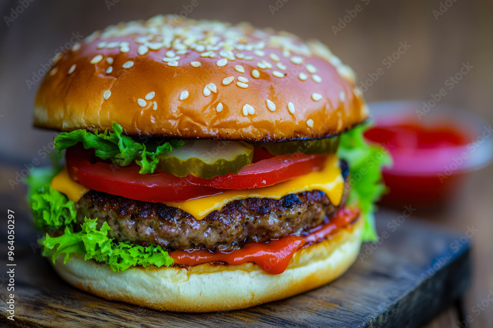 Delicious And Juicy Multilayered Burger On The Table For Advertising And Graphic Collabs Created With Artificial Intelligence Delicious And Juicy Multilayered Burger On The Table For Advertising And Graphic Collabs Created With Artificial Intelligence