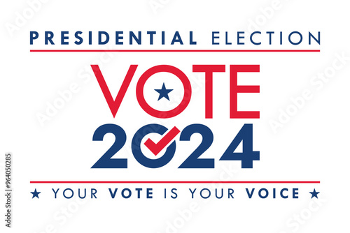 USA 2024 Presidential Election background with American flag colors design. Election event banner, card, poster, template, voting communication, background. Vote day, November 5. Vector illustration.