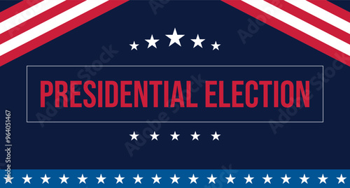 USA 2024 Presidential Election background with American flag colors design. Election event banner, card, poster, template, voting communication, background. Vote day, November 5. Vector illustration.