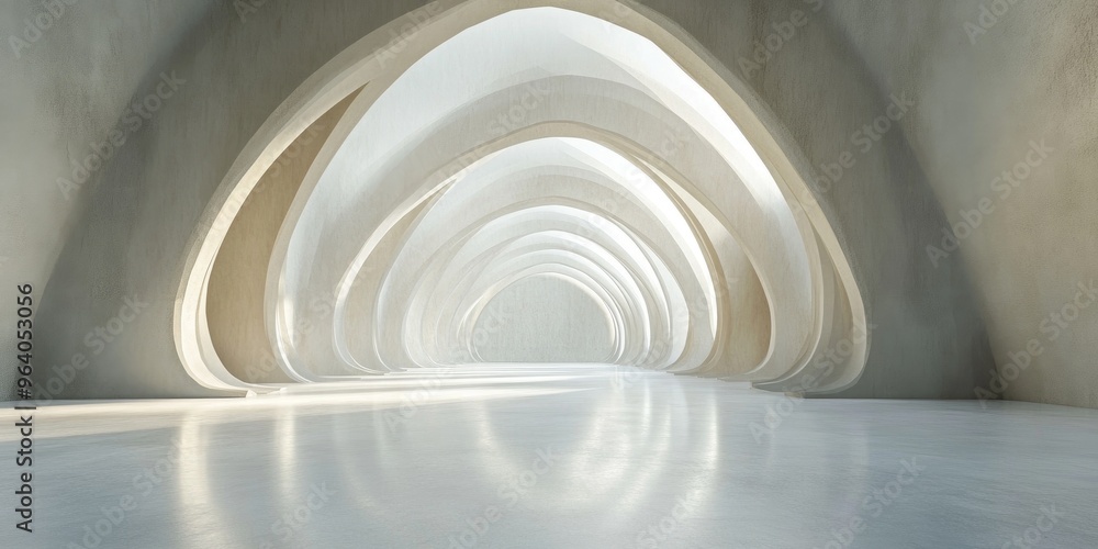 Obraz premium Abstract architectural background featuring an arched interior in 3D rendering