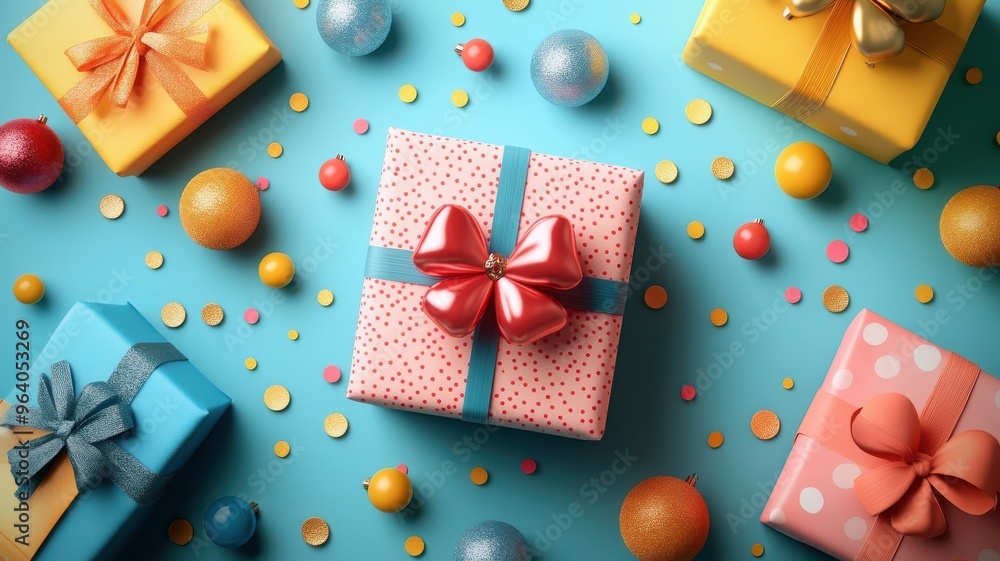 Gift illustrated in morphism style with smooth transitions, layered depth, and modern, fluid representations of wrapping and decorations. Gift illustrated in morphism style with smooth transitions, layered depth, and modern, fluid representations of wrapping and decorations.