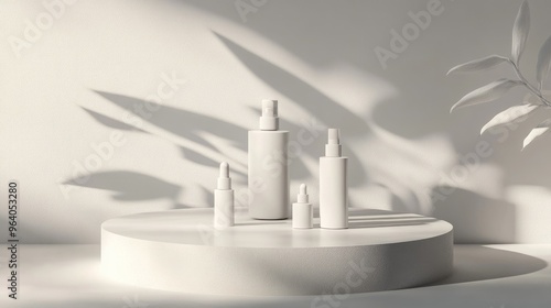 Wallpaper Mural Geometric Round Podium Platform with Gray Background for Displaying Cosmetic Bottles and Beauty Products in a Realistic 3D Illustration Torontodigital.ca