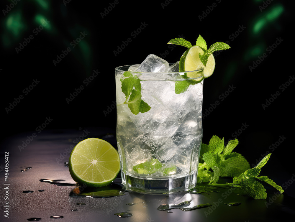 Chilled Mojito Cocktail with Fresh Lime and Mint Chilled Mojito Cocktail with Fresh Lime and Mint