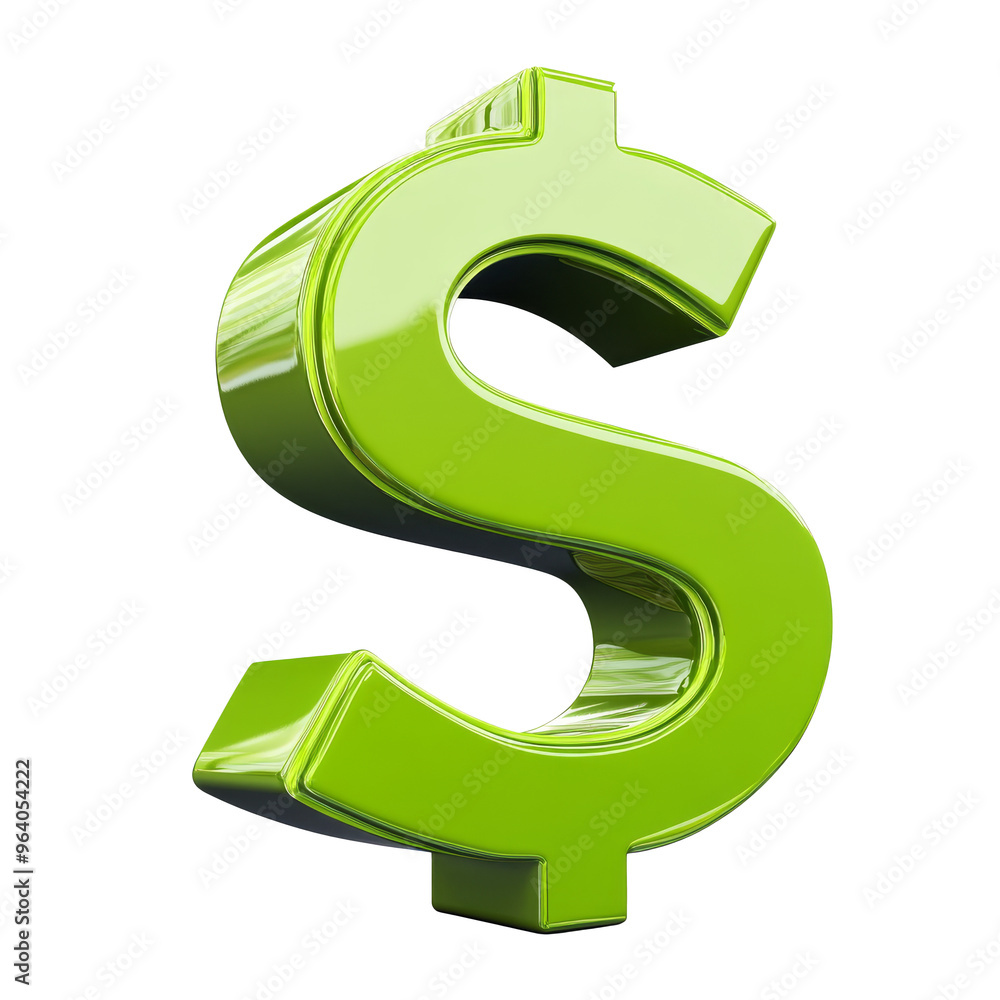 Green dollar sign for wealth and finance, cut out transparent Green dollar sign for wealth and finance, cut out transparent