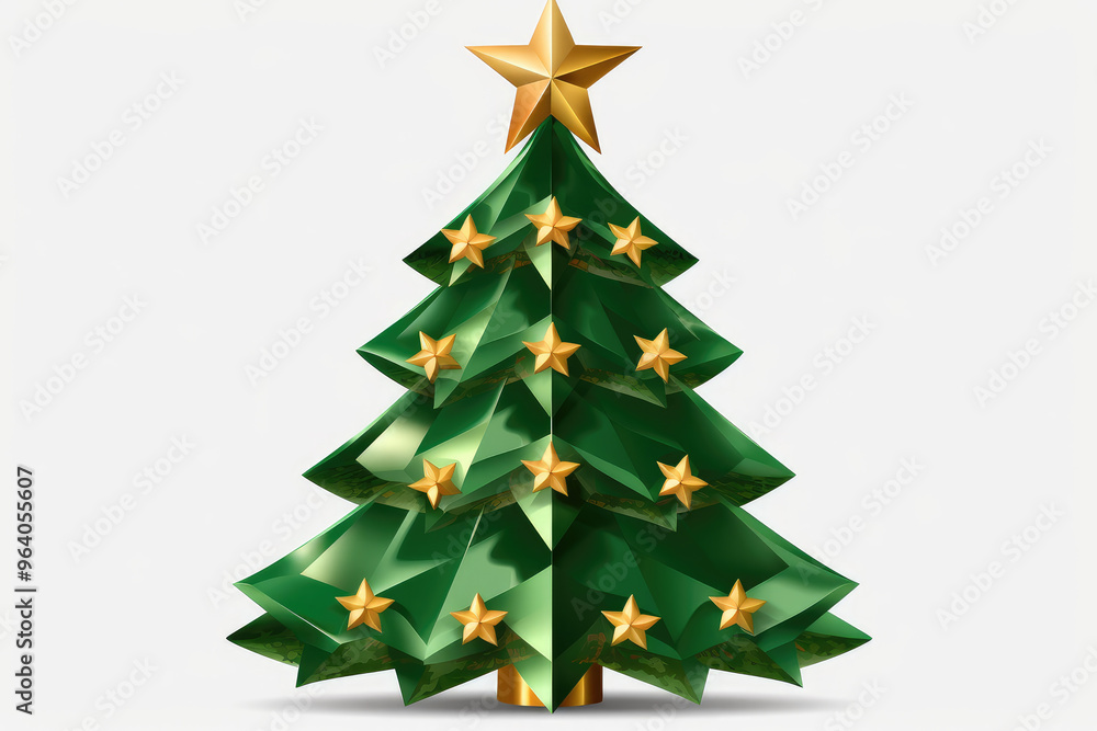 Festive Christmas Tree Adorned with Golden Stars Festive Christmas Tree Adorned with Golden Stars