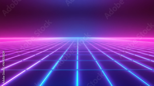 Futuristic tech space with glowing lines